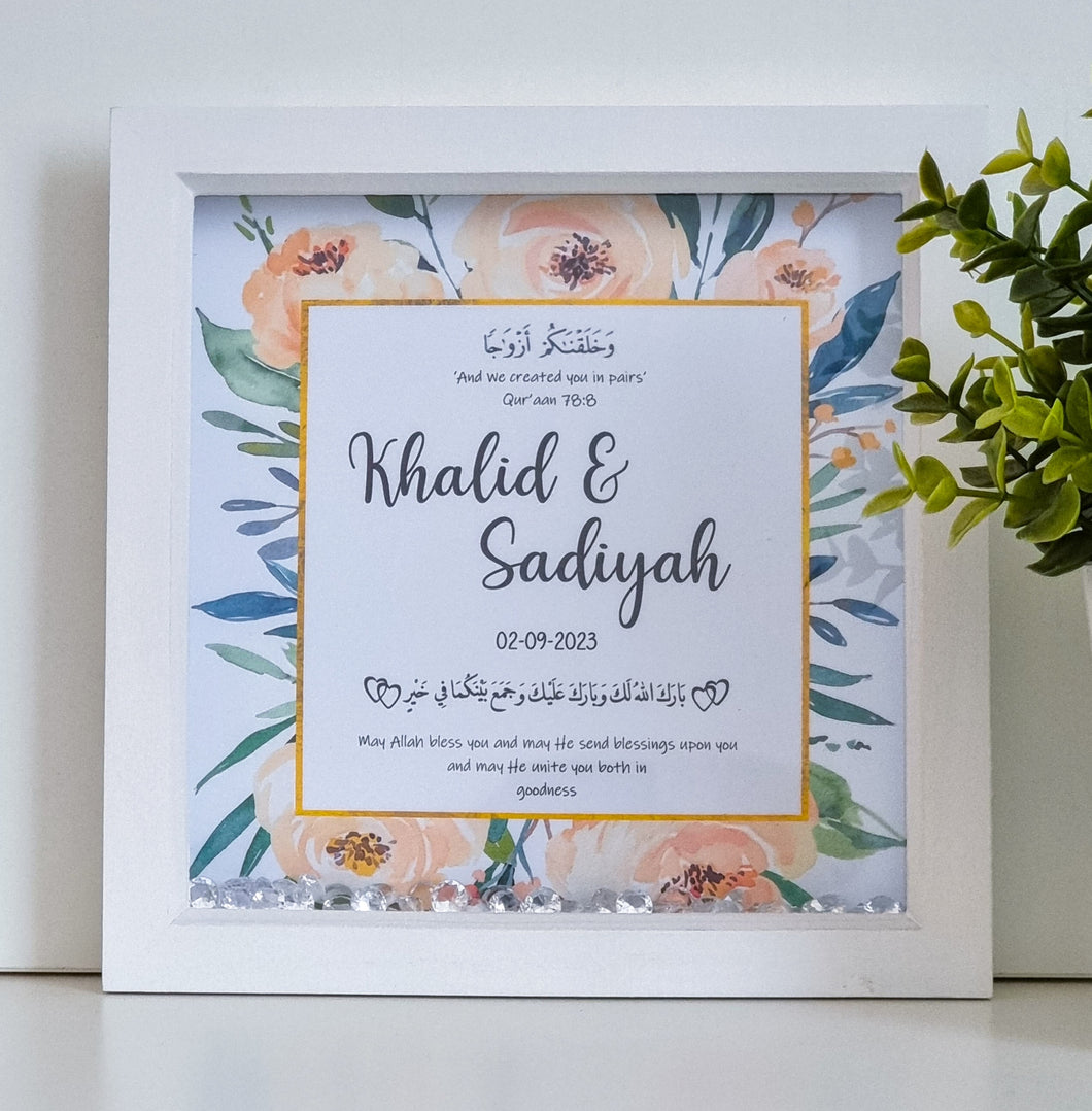 Peach Floral Wedding Frame