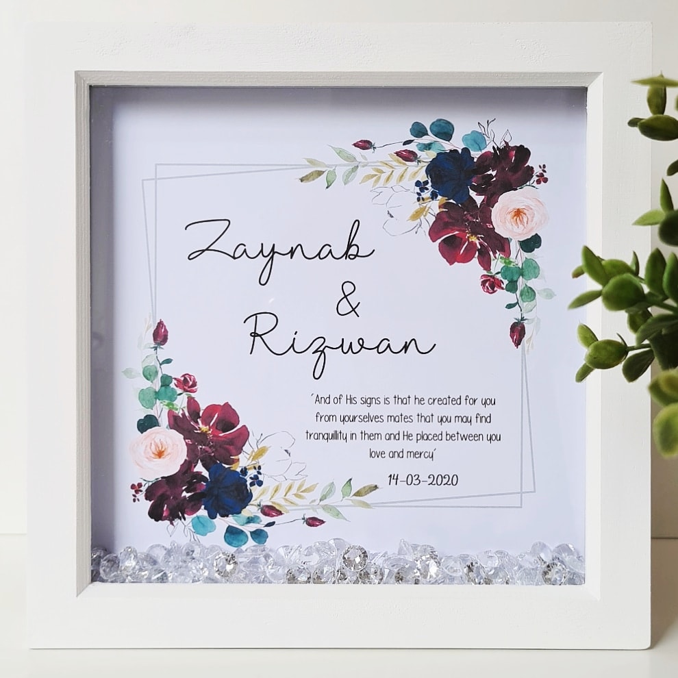 Navy & Burgundy Floral Wedding Frame